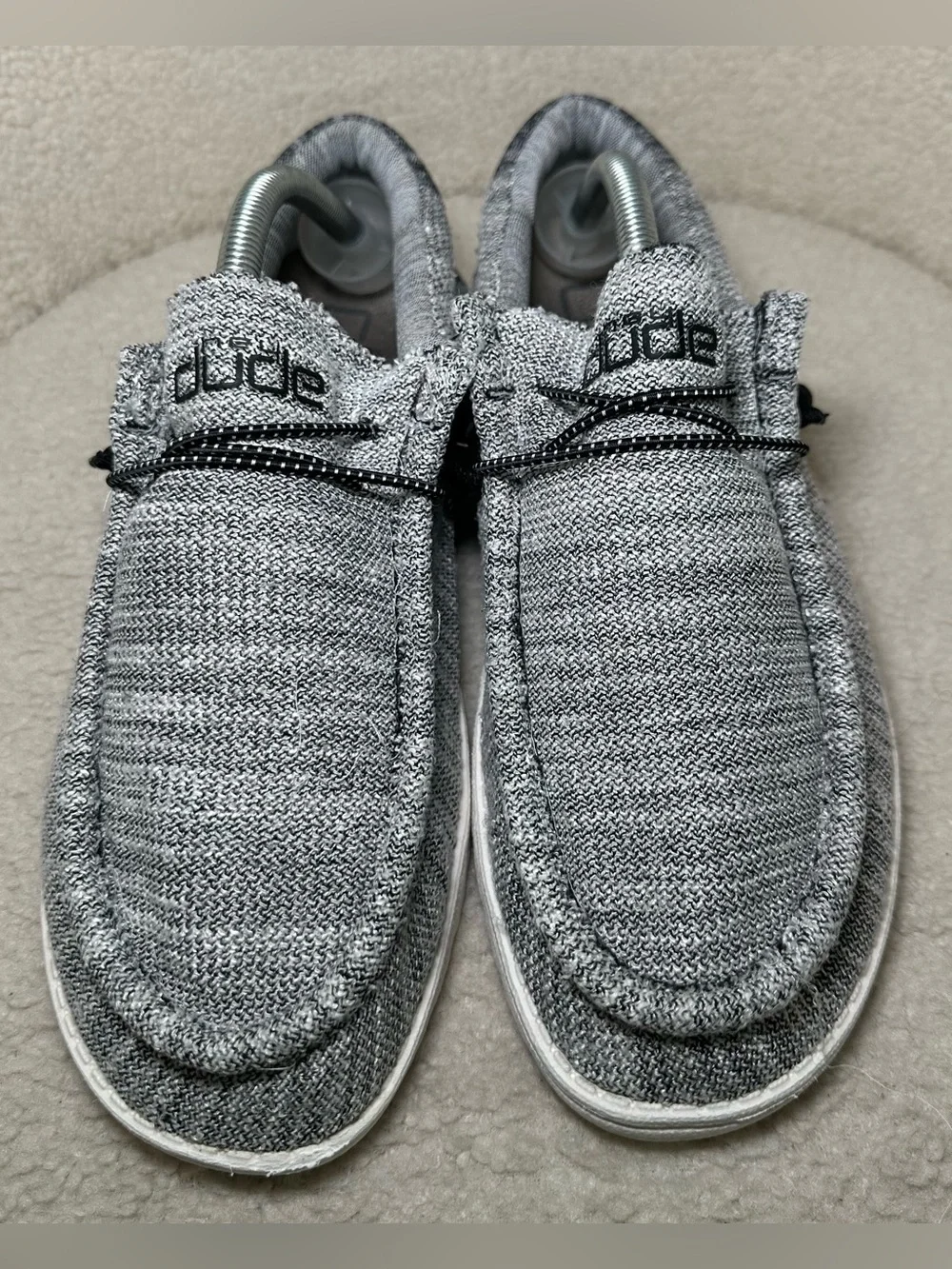 Hey Dude Wally Stretch Yin Yang Loafers Gray Lightweight Casual Slip On Shoes 10